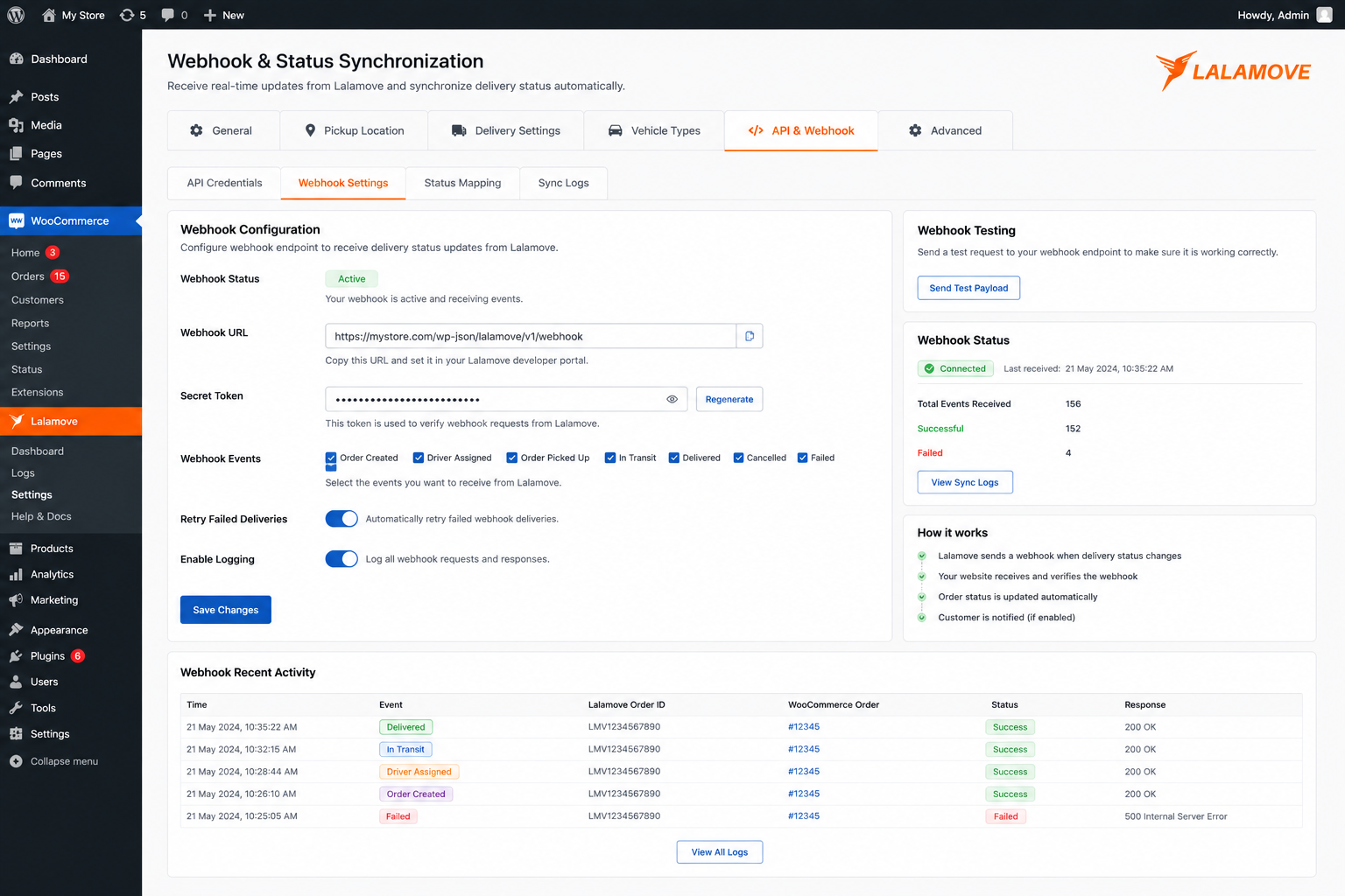 Lalamove Delivery Integration for WooCommerce screenshot